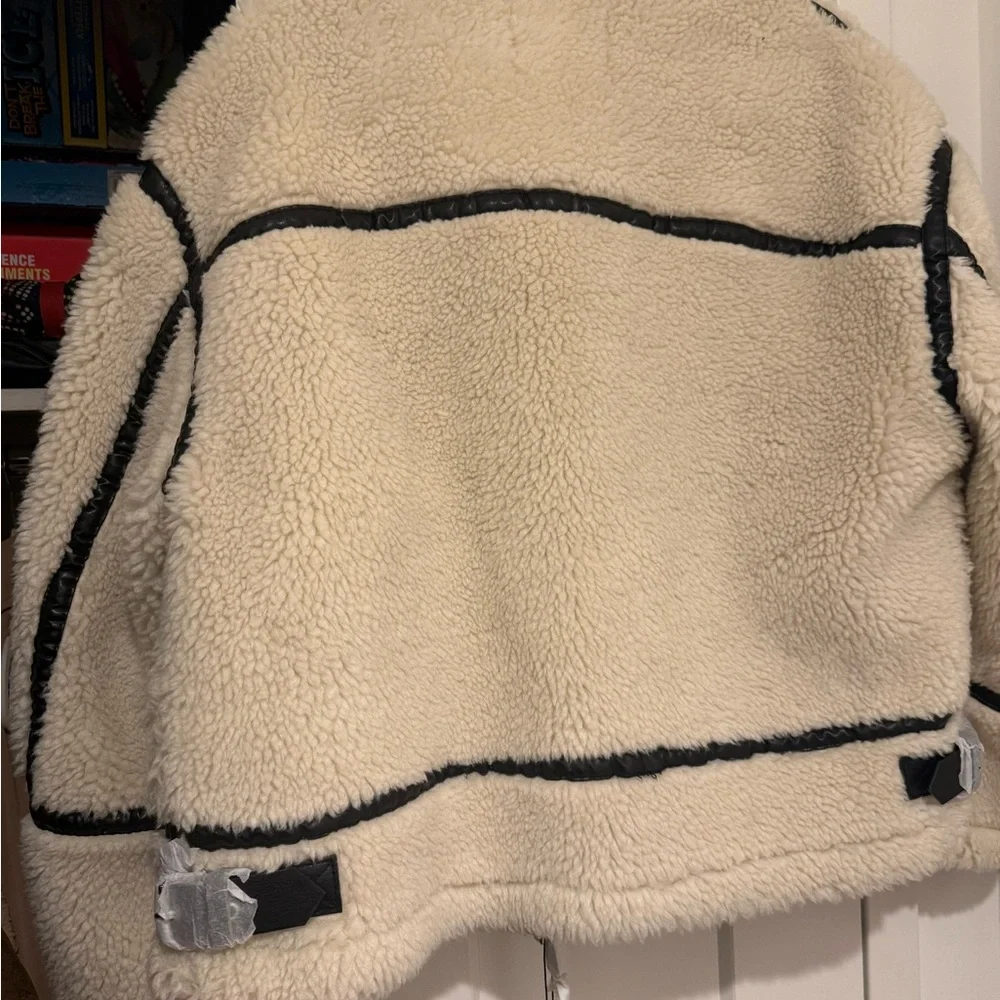 NWT ZARA SHEARLING BIKER JACKET SIZE SMALL - Picture 5 of 12
